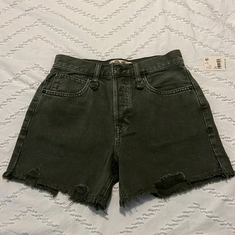 Green Free People distressed shorts